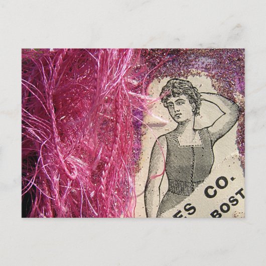 ヴィンテージファッションピンク ポストカード (正面)