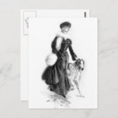 ヴィンテージファッションボルゾイアート ポストカード (正面/裏面)