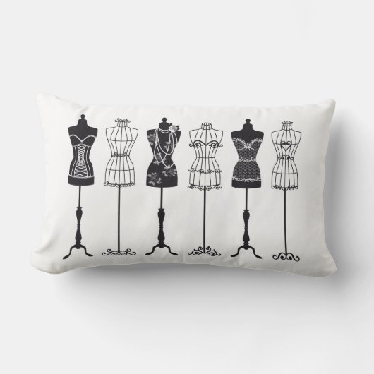 ヴィンテージファッションマネキンシルエット ランバークッション (正面)
