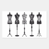 ヴィンテージファッションマネキンシルエット 長方形シール (正面)