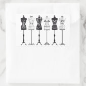 ヴィンテージファッションマネキンシルエット 長方形シール (バッグ)