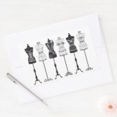 ヴィンテージファッションマネキンシルエット 長方形シール (封筒)