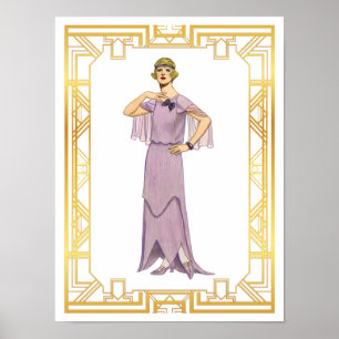 ヴィンテージファッションラベンダーフラッパーGown 1920s ポスター