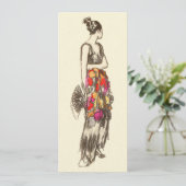 ヴィンテージファッションレディ、春ドレスバースデーパーティー 招待状 (スタンド正面)