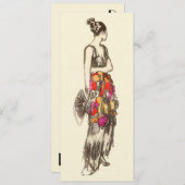 ヴィンテージファッションレディ、春ドレスバースデーパーティー 招待状 (正面/裏面)