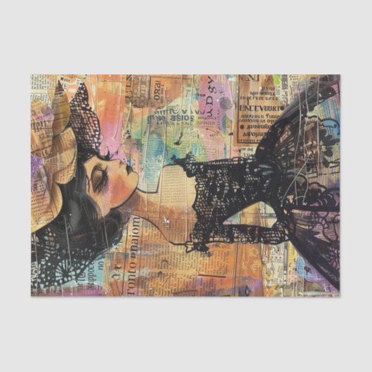 ヴィンテージファッション女性のデコペ 薄葉紙 (正面)