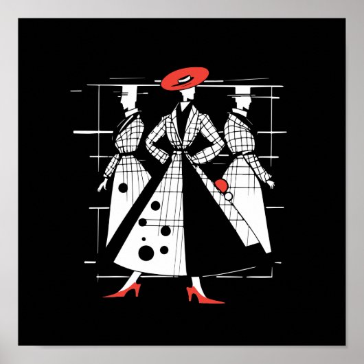 ヴィンテージファッション裁縫模様は様式化された ポスター (正面)