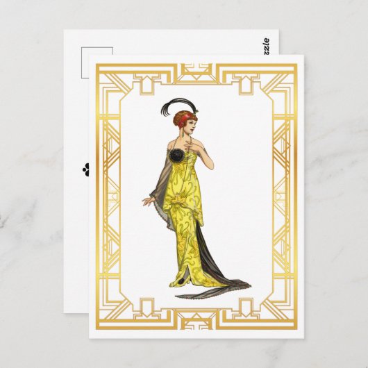 ヴィンテージファッション1900年代初期ハリウッドガウン ポストカード (正面/裏面)