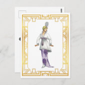 ヴィンテージファッション1900年代前半の夕べガウン羽根 ポストカード (正面/裏面)