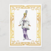 ヴィンテージファッション1900年代前半の夕べガウン羽根 ポストカード (正面)