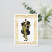 ヴィンテージファッション20sフラッパーファーケープ夕べガウン ポストカード (スタンド正面)