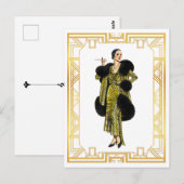 ヴィンテージファッション20sフラッパーファーケープ夕べガウン ポストカード (正面/裏面)