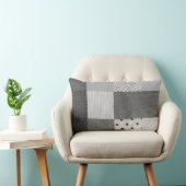 ヴィンテージファブリックデザイン白黒パッチワーク ランバークッション (椅子)