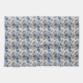 ヴィンテージファブリックトイレデジュエフランスブルーフラワー キッチンタオル