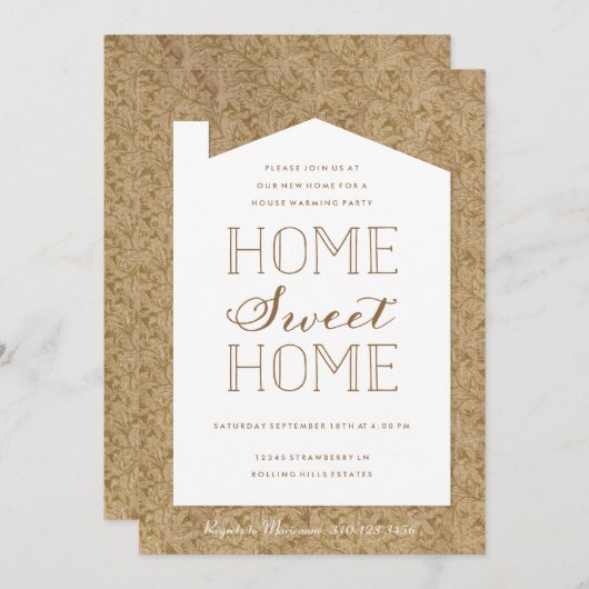 ヴィンテージファブリックハウスウォーミングパーティの招待状 招待状 (正面/裏面)