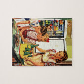 ヴィンテージファミリキッチンでママパパキッズスナック ジグソーパズル (横)