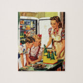 ヴィンテージファミリキッチンでママパパキッズスナック ジグソーパズル (縦)