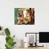 ヴィンテージファミリキッチンでママパパキッズスナック ポスター (ホームオフィス)