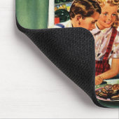 ヴィンテージファミリキッチンでママパパキッズスナック マウスパッド (コーナー)