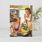 ヴィンテージファミリーインザキッチン引っ越し祝いパーティーパーティー 招待状 (スタンド正面)