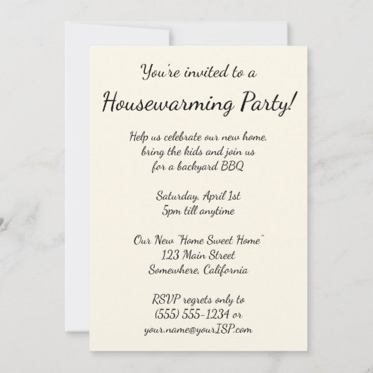 ヴィンテージファミリーインザキッチン引っ越し祝いパーティーパーティー 招待状 (裏面)