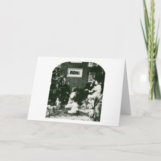 ヴィンテージファミリークリスマス – ステレオビュー シーズンカード (正面)