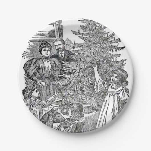 ヴィンテージファミリークリスマス ペーパープレート (正面)