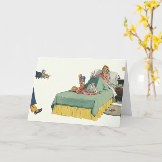 ヴィンテージファミリーサービングマムブレックファーストインベッド カード (黄色い花)