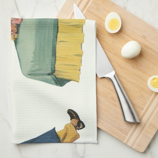 ヴィンテージファミリーサービングマムブレックファーストインベッド キッチンタオル (四つ折り)