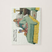 ヴィンテージファミリーサービングマムブレックファーストインベッド ジグソーパズル (縦)