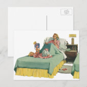 ヴィンテージファミリーサービングマムブレックファーストインベッド ポストカード (正面/裏面)