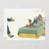 ヴィンテージファミリーサービングマムブレックファーストインベッド ポストカード (正面/裏面)