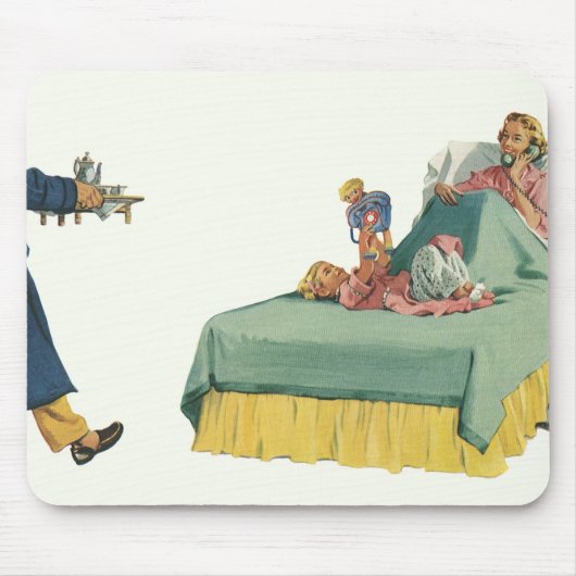 ヴィンテージファミリーサービングマムブレックファーストインベッド マウスパッド (正面)