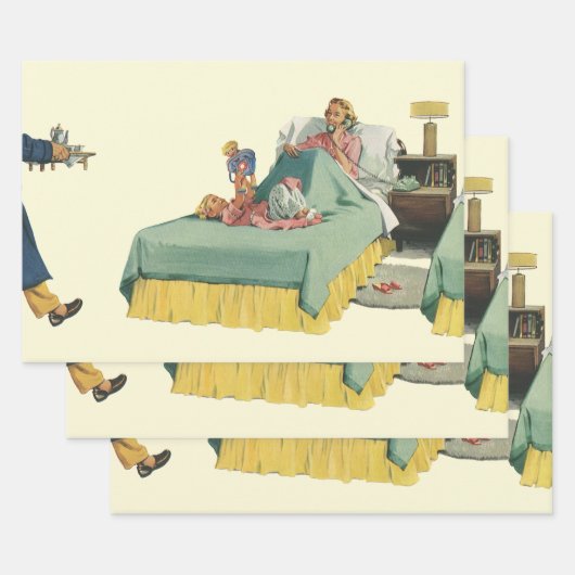 ヴィンテージファミリーサービングマムブレックファーストインベッド ラッピングペーパーシート (セット)