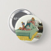 ヴィンテージファミリーサービングマムブレックファーストインベッド 缶バッジ (正面&裏面)