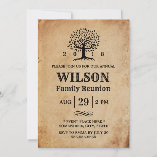 ヴィンテージファミリーツリーファミリー懇親会 招待状 (正面)