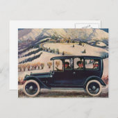 ヴィンテージファミリーバケーションインアンティーク自動車 ポストカード (正面/裏面)