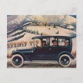 ヴィンテージファミリーバケーションインアンティーク自動車 ポストカード (正面)