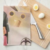 ヴィンテージファミリーバケーションバイシープレーンwプロペラ キッチンタオル (四つ折り)