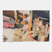 ヴィンテージファミリーバケーションバイシープレーンwプロペラ キッチンタオル (横)