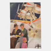 ヴィンテージファミリーバケーションバイシープレーンwプロペラ キッチンタオル (縦)