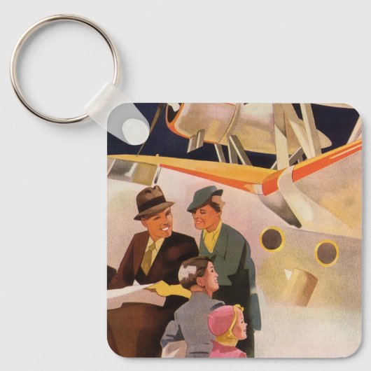 ヴィンテージファミリーバケーションバイシープレーンwプロペラ キーホルダー (正面)