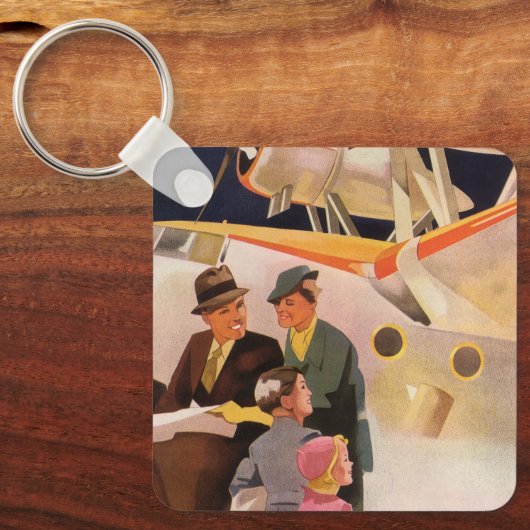 ヴィンテージファミリーバケーションバイシープレーンwプロペラ キーホルダー (正面)