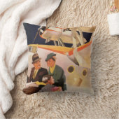 ヴィンテージファミリーバケーションバイシープレーンwプロペラ クッション (ブランケット)