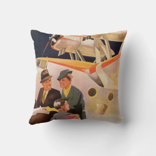 ヴィンテージファミリーバケーションバイシープレーンwプロペラ クッション (裏面)