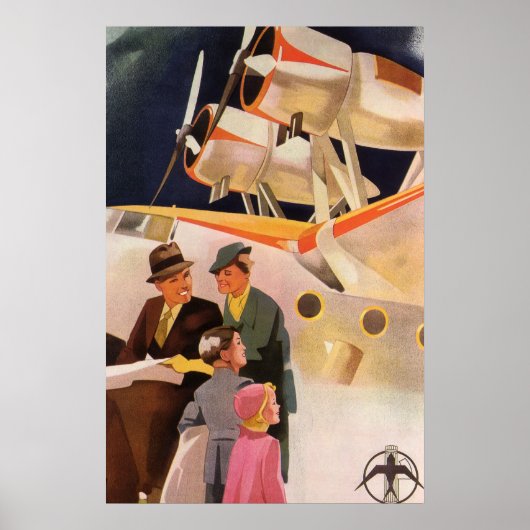 ヴィンテージファミリーバケーションバイシープレーンwプロペラ ポスター (正面)
