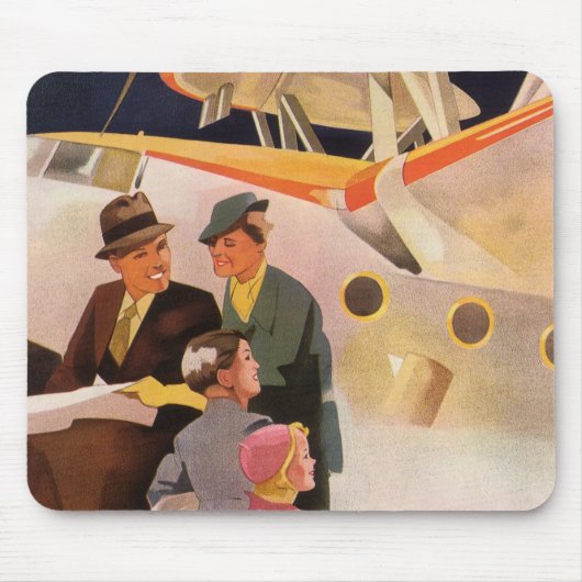 ヴィンテージファミリーバケーションバイシープレーンwプロペラ マウスパッド (正面)