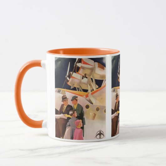 ヴィンテージファミリーバケーションバイシープレーンwプロペラ マグカップ (左)
