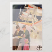 ヴィンテージファミリーバケーションバイシープレーンwプロペラ 便箋 (正面/裏面)