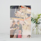 ヴィンテージファミリーバケーションバイシープレーンwプロペラ 便箋 (スタンド正面)